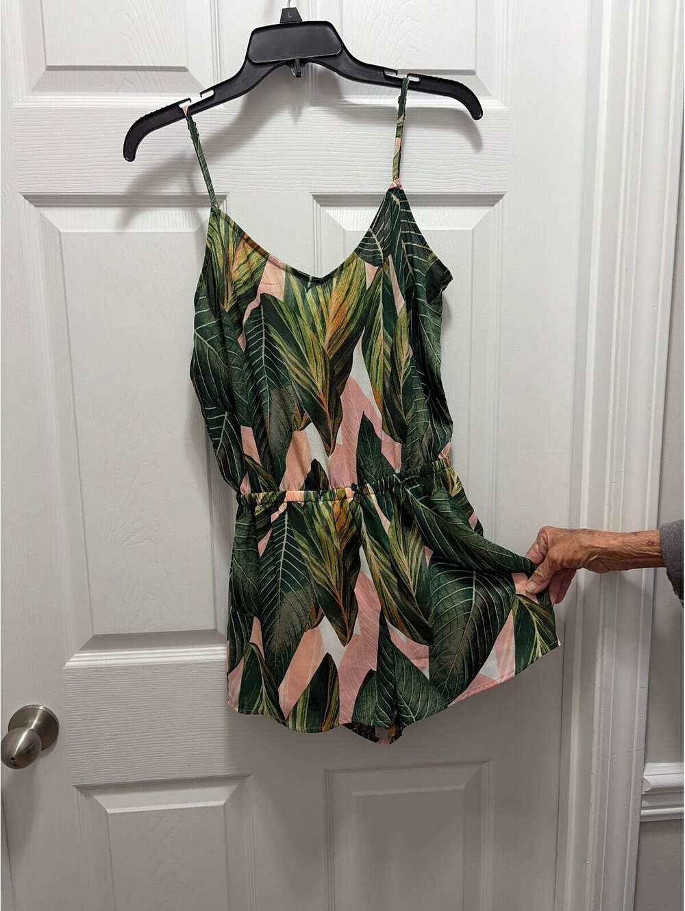 Mumu Tropical Leaf Print Romper Small
